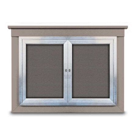 United Visual Products 60"x36" 2-Door Enclosed Letterboard, Grey Felt/Cherry UV2625O-CHERRY-GREY